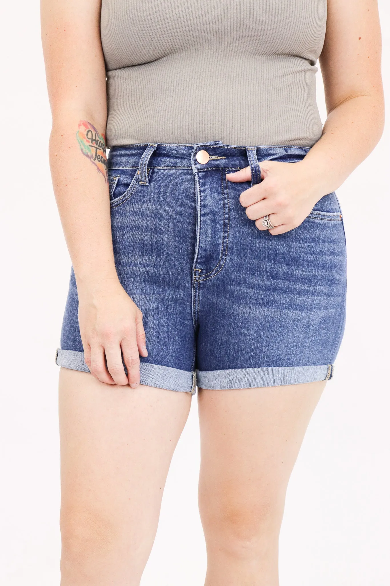 Tummy Control Cuffed Shorts by RFM