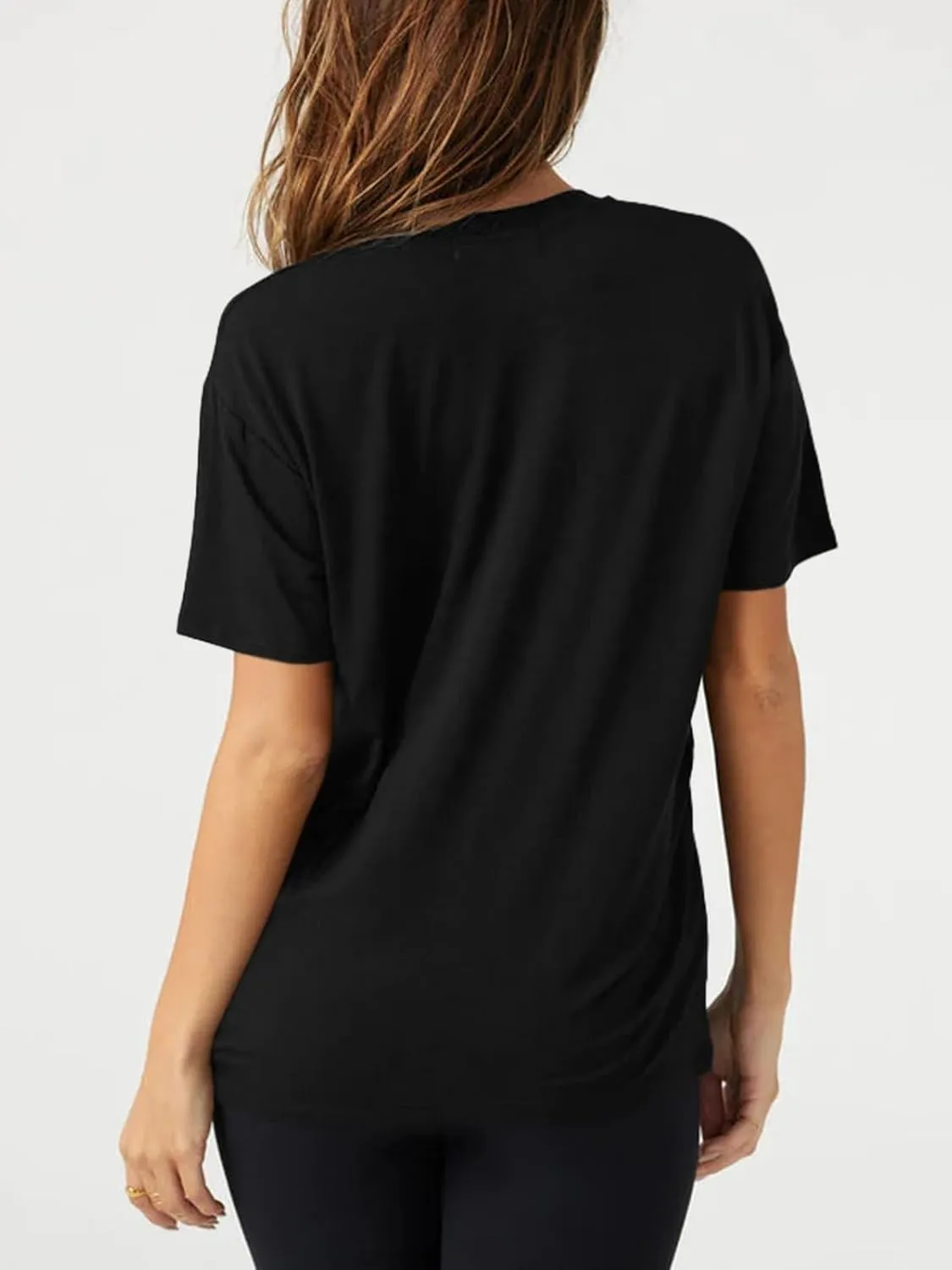 UNCLECAT Womens Deep V-Neck T Shirts Sexy Short Sleeve Tops Summer Oversized Tee