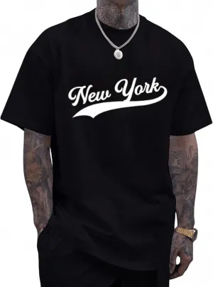 Verdusa Men's Casual Oversized T Shirts Summer Round Neck Short Sleeve Basic Tee Tops