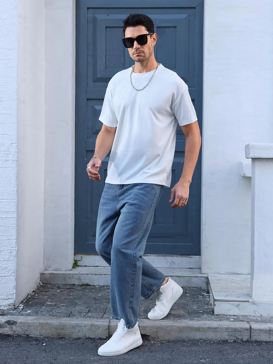 Verdusa Men's Fashion T Shirts Short Half Sleeve Athletic Workout Oversized Loose Pullover Tee Top