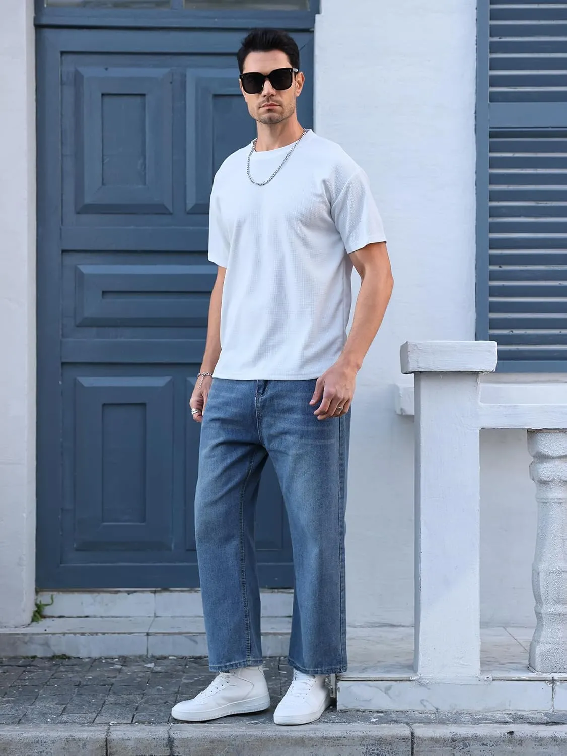 Verdusa Men's Fashion T Shirts Short Half Sleeve Athletic Workout Oversized Loose Pullover Tee Top