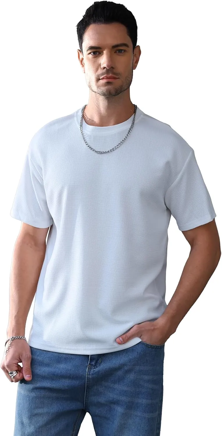 Verdusa Men's Fashion T Shirts Short Half Sleeve Athletic Workout Oversized Loose Pullover Tee Top