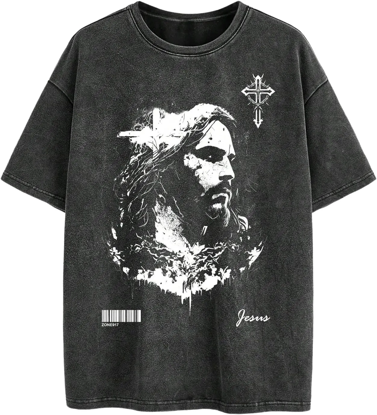 Verdusa Men's Graphic Print Distressed Tee Tops Grunge Short Sleeve Round Neck T Shirts