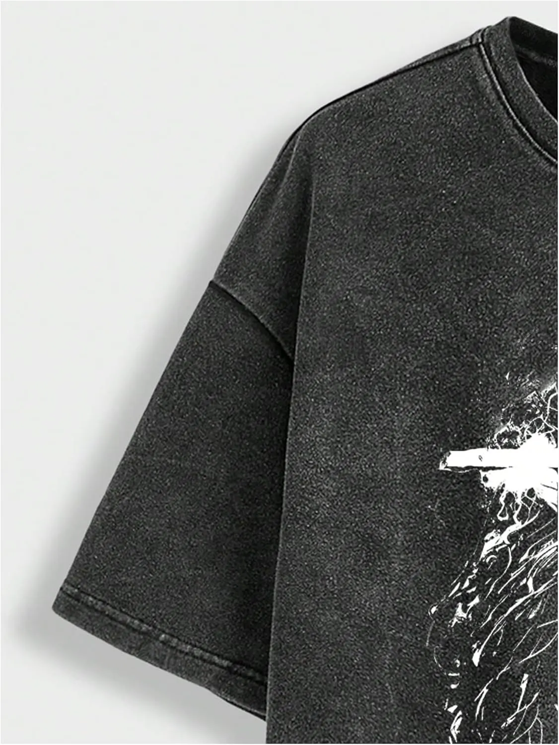 Verdusa Men's Graphic Print Distressed Tee Tops Grunge Short Sleeve Round Neck T Shirts