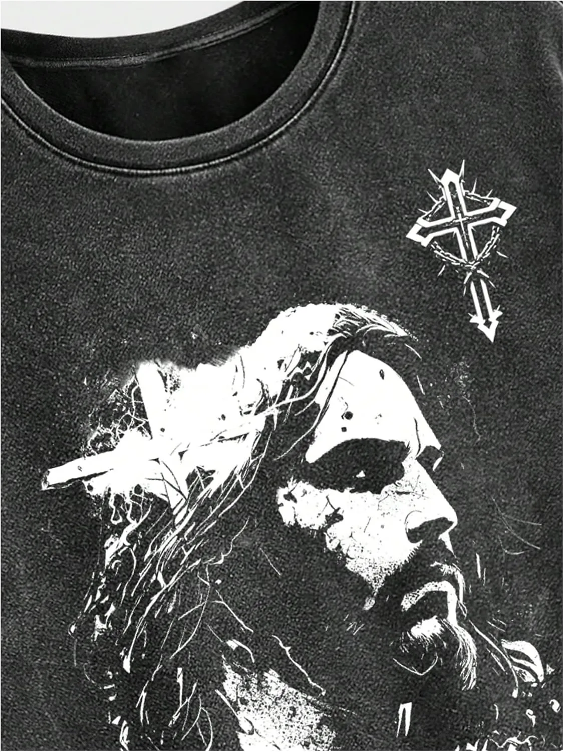 Verdusa Men's Graphic Print Distressed Tee Tops Grunge Short Sleeve Round Neck T Shirts