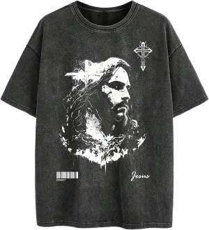 Verdusa Men's Graphic Print Distressed Tee Tops Grunge Short Sleeve Round Neck T Shirts