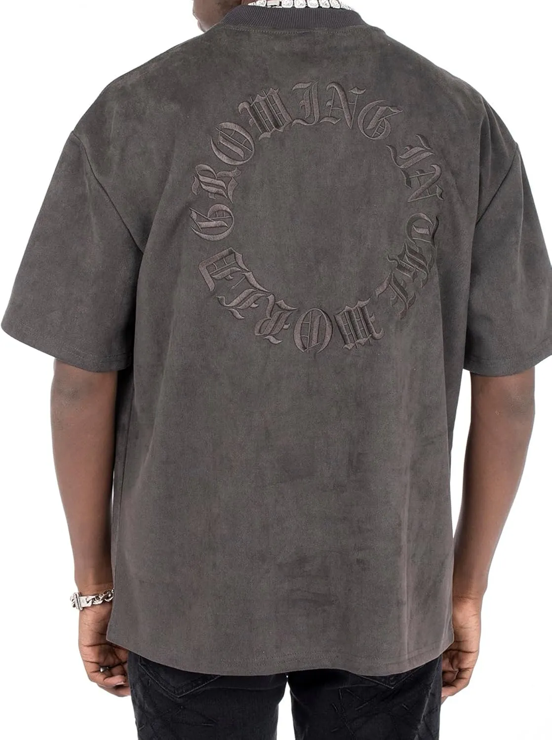 Verdusa Men's Oversized Tops Letter Embroidery Drop Shoulder Tee Top Casual T Shirts