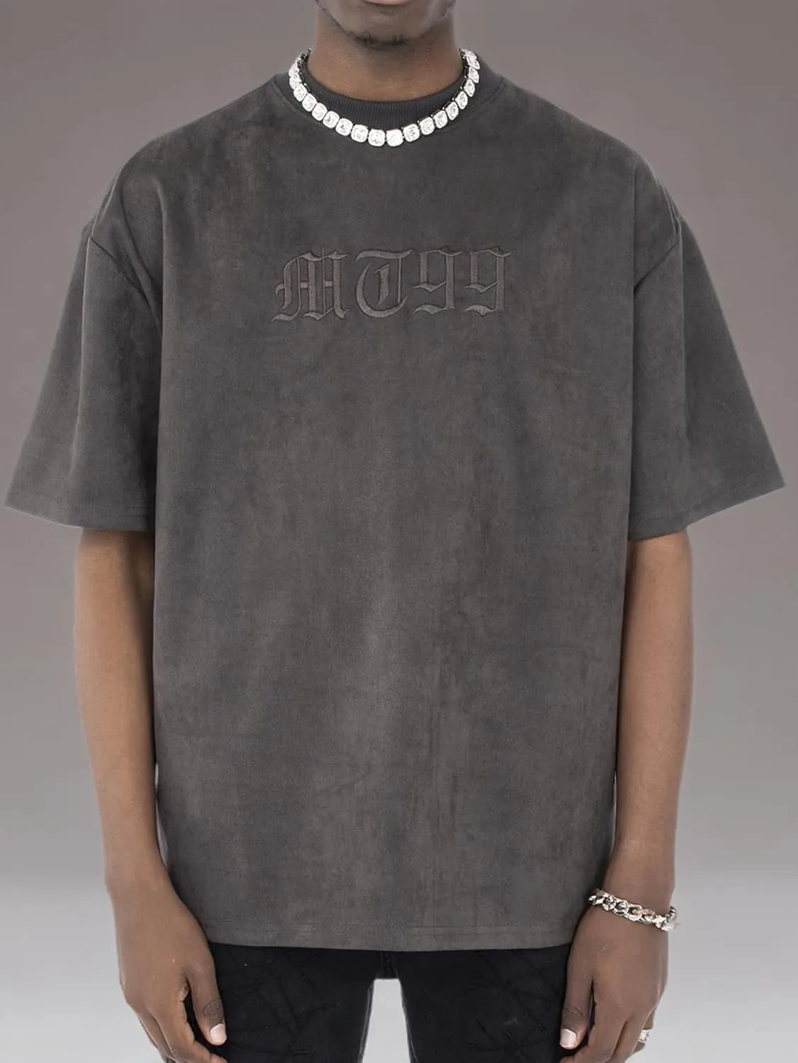 Verdusa Men's Oversized Tops Letter Embroidery Drop Shoulder Tee Top Casual T Shirts