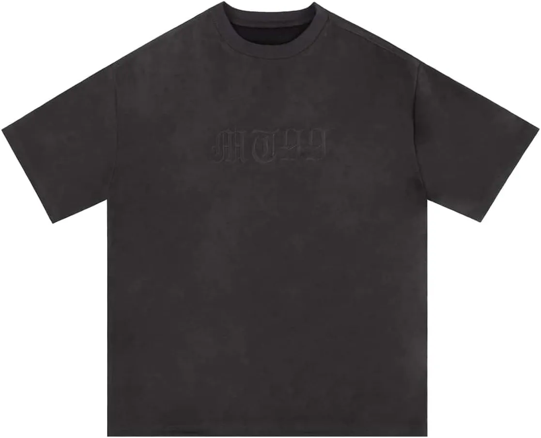 Verdusa Men's Oversized Tops Letter Embroidery Drop Shoulder Tee Top Casual T Shirts