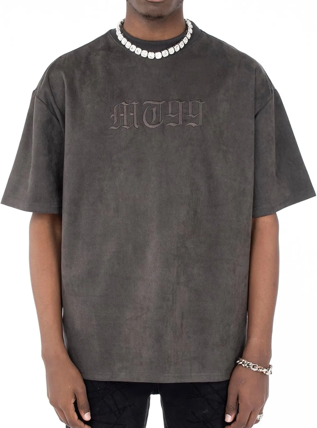 Verdusa Men's Oversized Tops Letter Embroidery Drop Shoulder Tee Top Casual T Shirts
