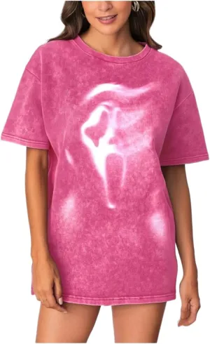 Verdusa Women's Graphic Short Sleeve Crew Neck Oversized T Shirts Goth Y2k Tee Tops