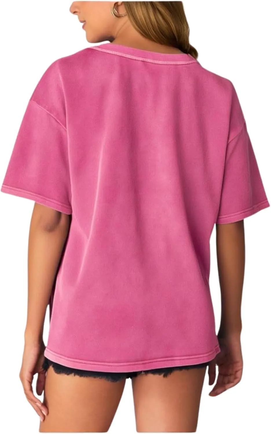 Verdusa Women's Graphic Short Sleeve Crew Neck Oversized T Shirts Goth Y2k Tee Tops