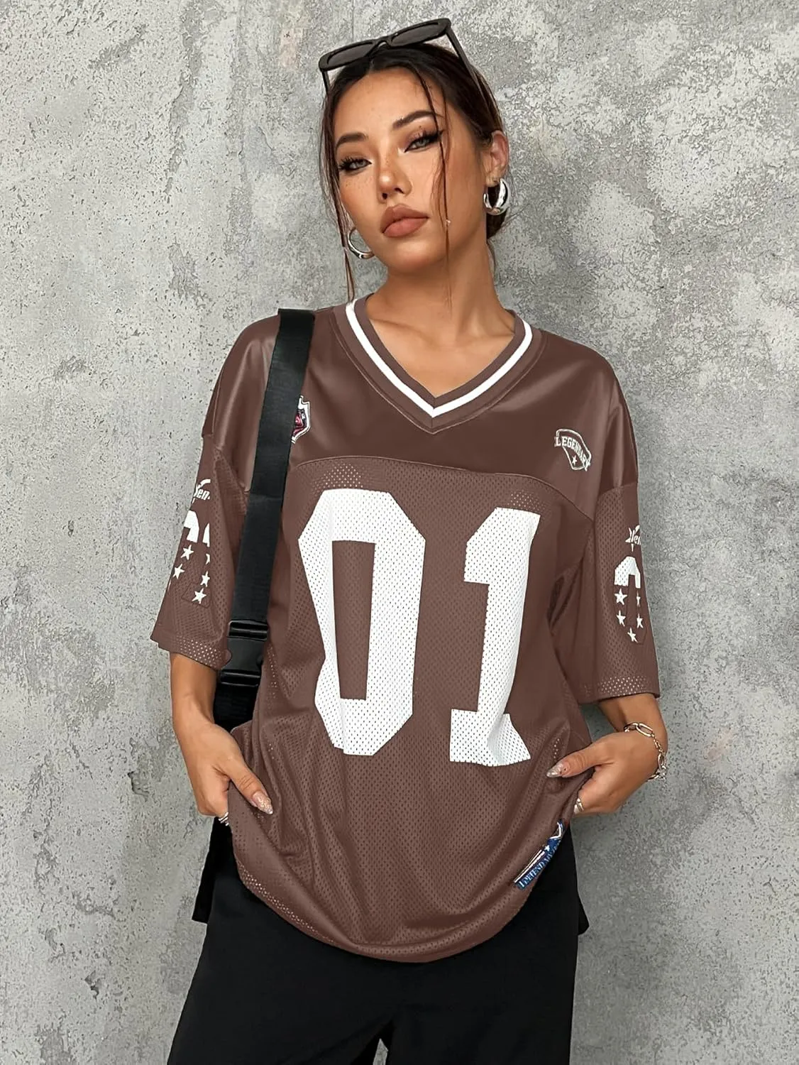 Verdusa Women's Plus Size Jersey T Shirts Hip Hop Short Sleeve Oversized Tee Tops Streetwear