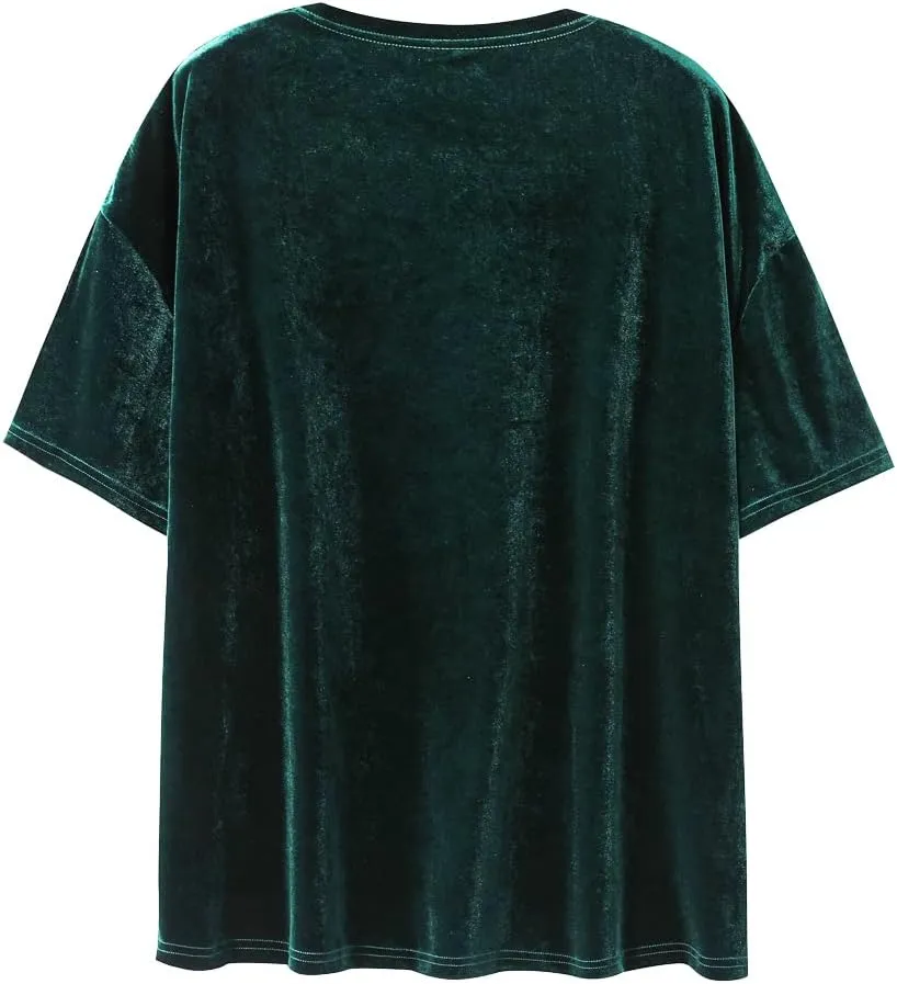 VFIVE UNFOUR Mens Velvet Velour Fashion Hip Hop Oversized Big Long Sleeve T Shirts