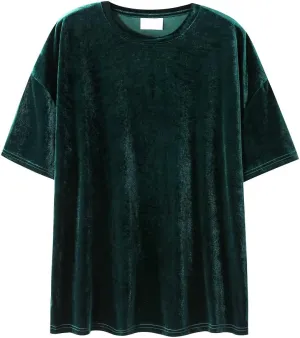 VFIVE UNFOUR Mens Velvet Velour Fashion Hip Hop Oversized Big Long Sleeve T Shirts