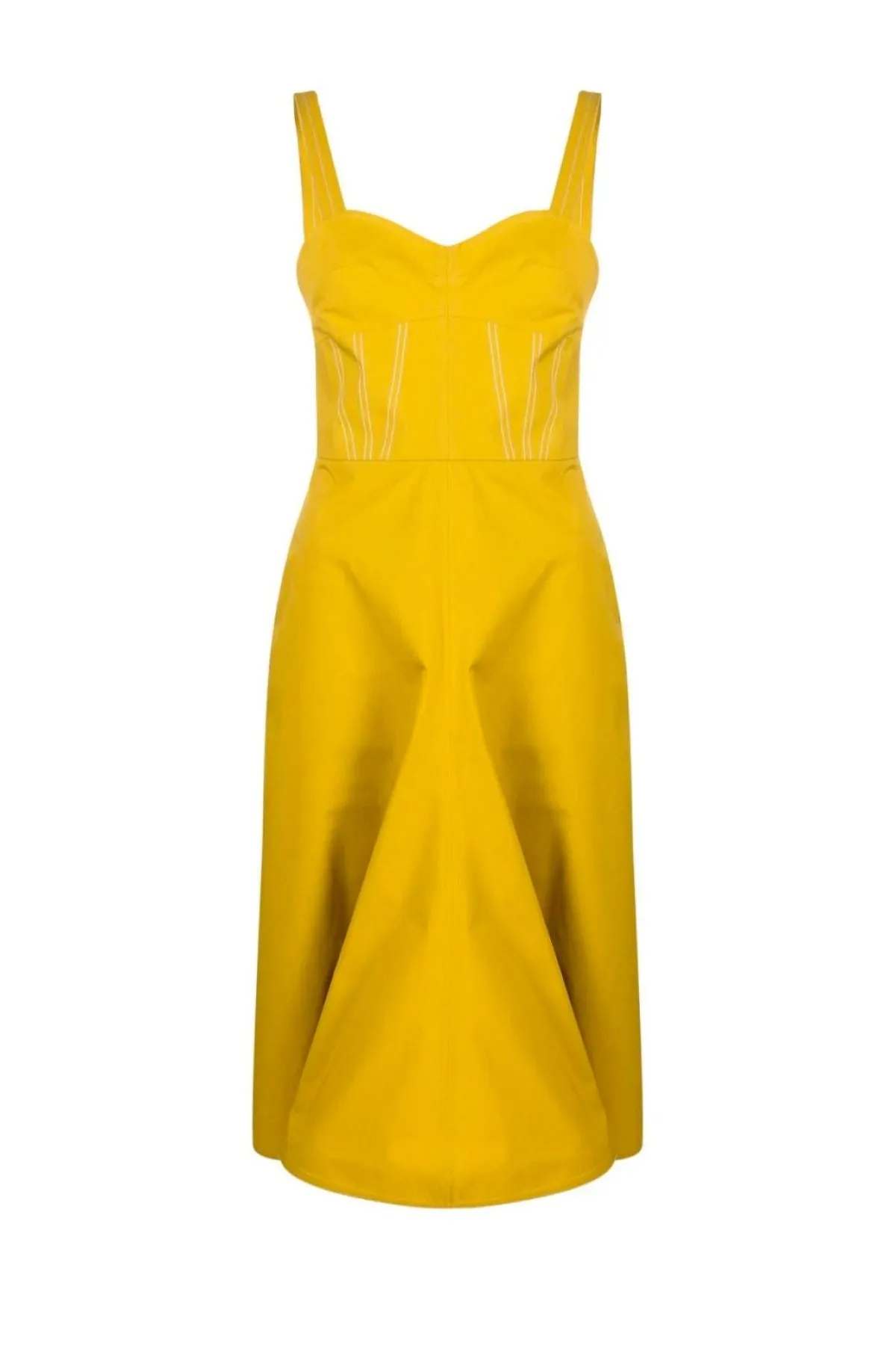 Victoria Beckham Bra Detail Cotton Dress - Yellow Ochre