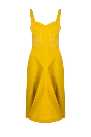 Victoria Beckham Bra Detail Cotton Dress - Yellow Ochre