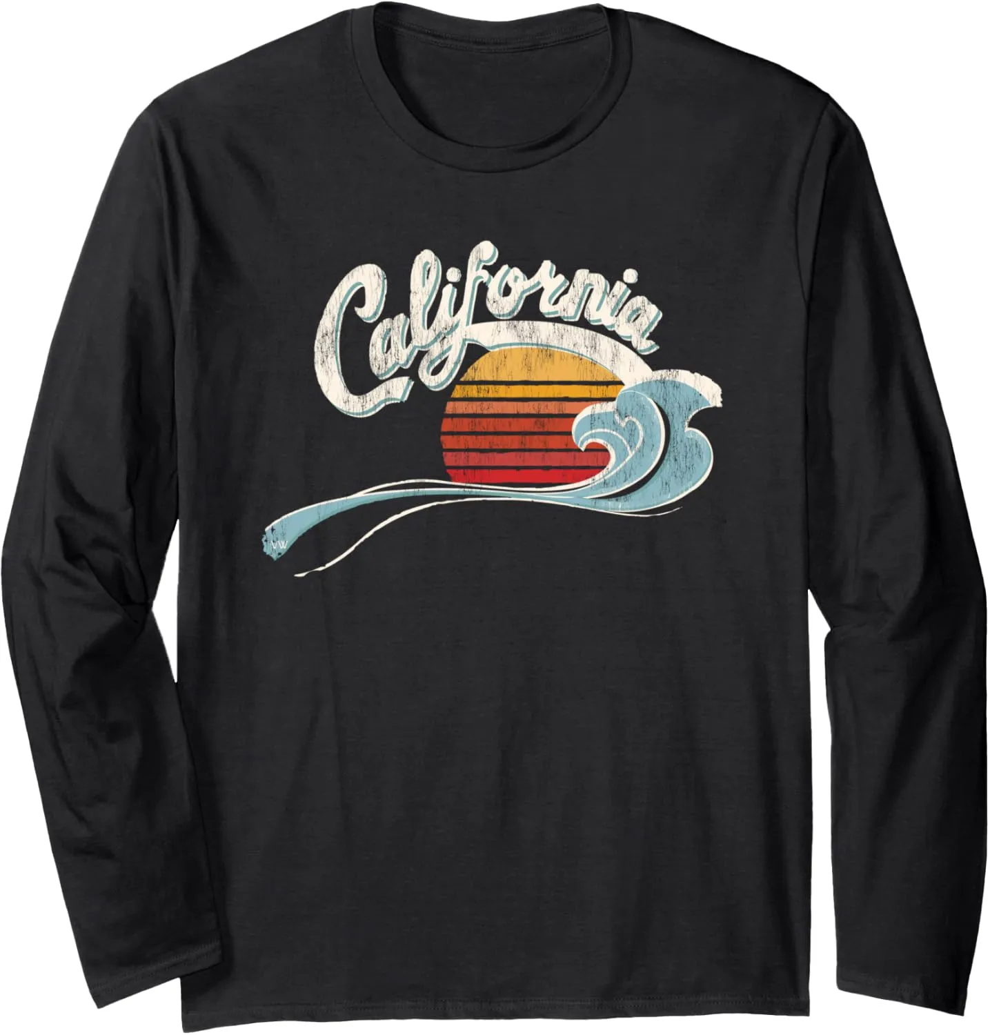 Vintage Surfer - 70's Graphic Sunset - California Long Sleeve T-Shirt