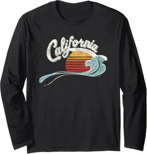 Vintage Surfer - 70's Graphic Sunset - California Long Sleeve T-Shirt