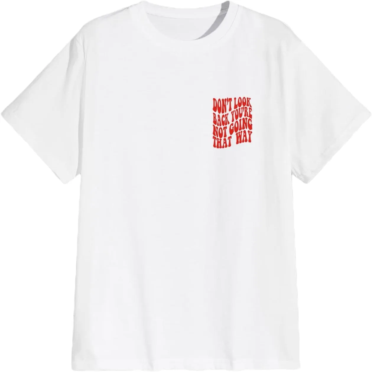 WDIRARA Men's Graphic Letter Print Short Sleeve T Shirts Round Neck Tee Top