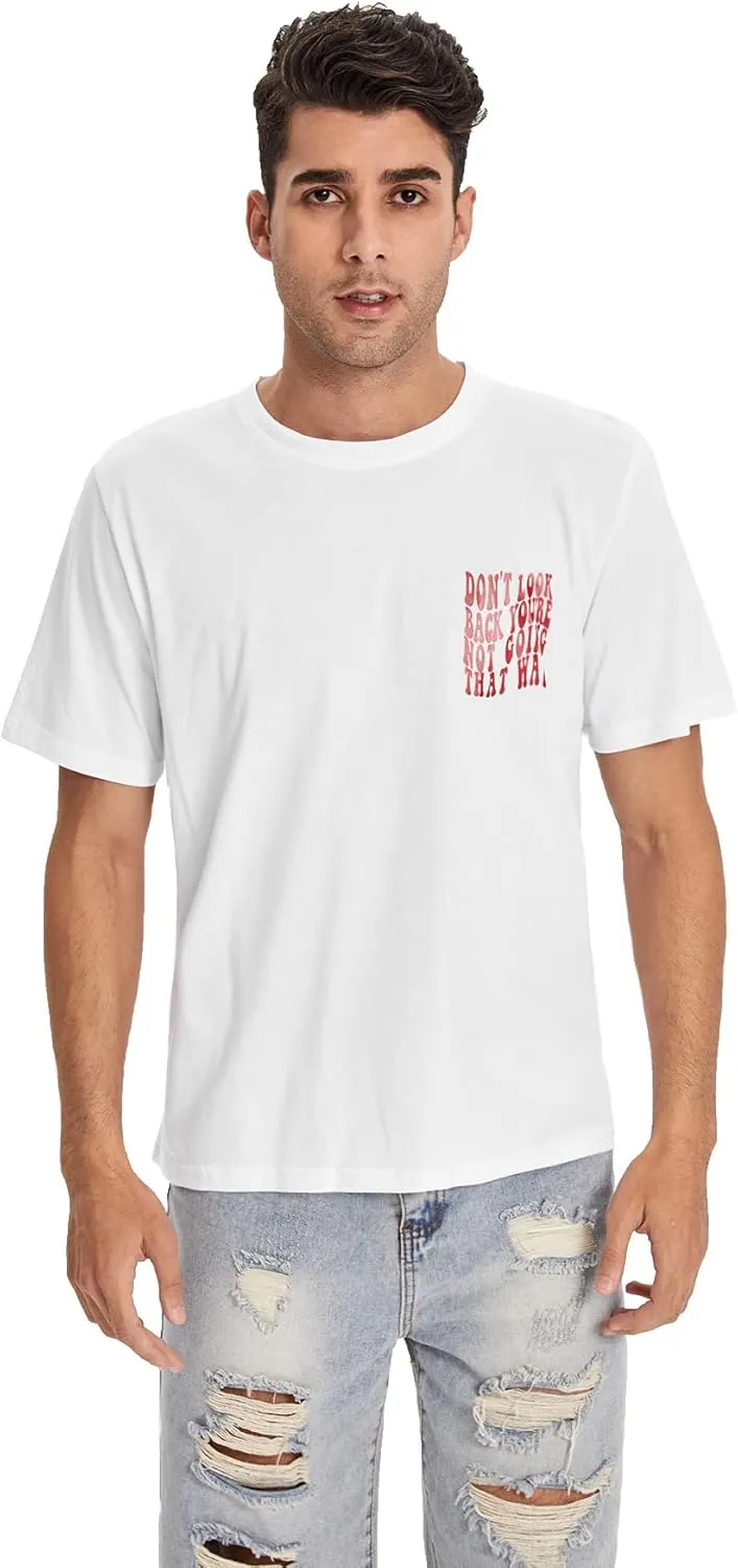 WDIRARA Men's Graphic Letter Print Short Sleeve T Shirts Round Neck Tee Top