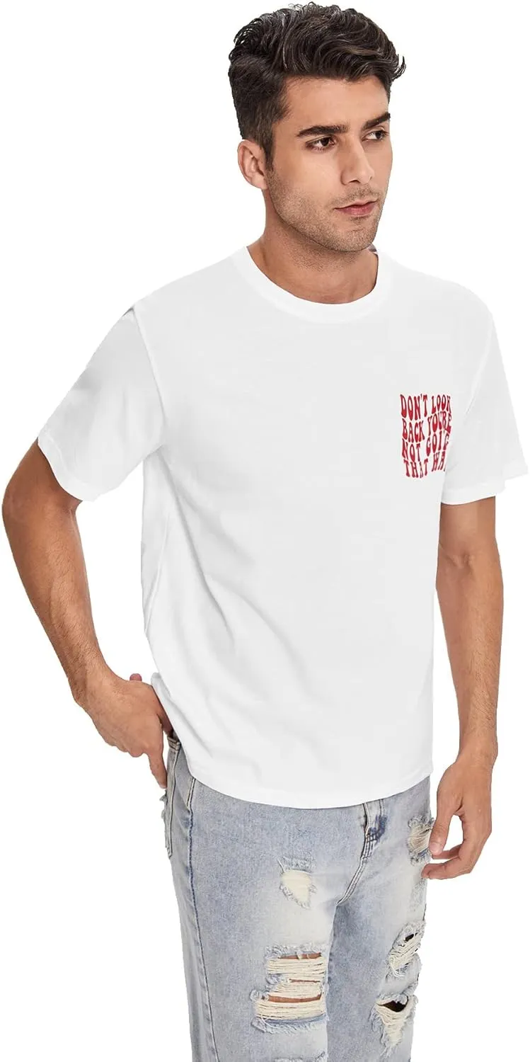 WDIRARA Men's Graphic Letter Print Short Sleeve T Shirts Round Neck Tee Top