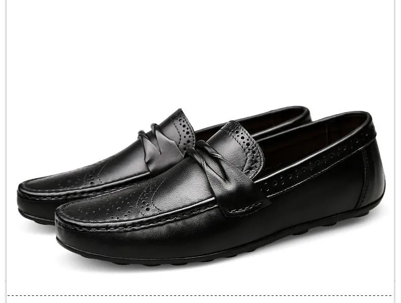 West Louis Craved Leather Moccasins