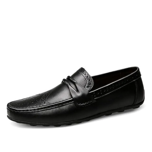 West Louis Craved Leather Moccasins