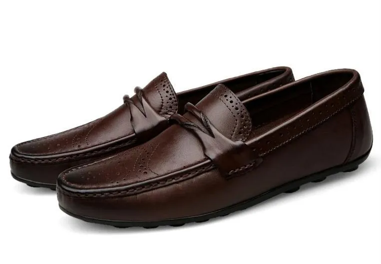 West Louis Craved Leather Moccasins