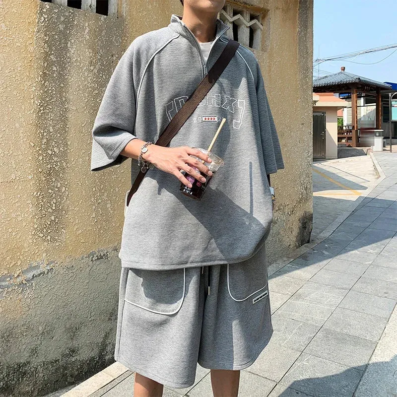 Wiaofellas  -  Streetwear Oversized Tracksuit Men Summer Hip Hop Trendy American Fashion T-shirt   Shorts Sets High Street Two-piece Sets