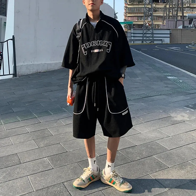 Wiaofellas  -  Streetwear Oversized Tracksuit Men Summer Hip Hop Trendy American Fashion T-shirt   Shorts Sets High Street Two-piece Sets