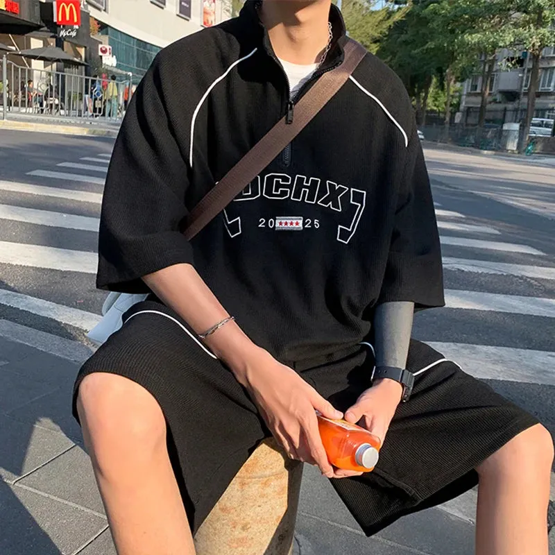 Wiaofellas  -  Streetwear Oversized Tracksuit Men Summer Hip Hop Trendy American Fashion T-shirt   Shorts Sets High Street Two-piece Sets