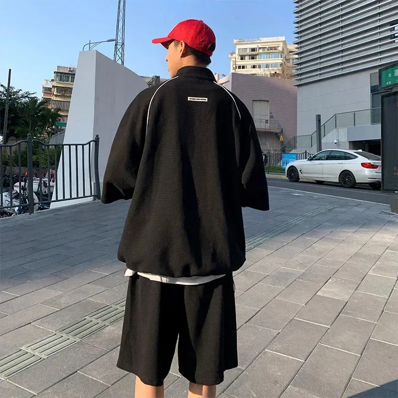 Wiaofellas  -  Streetwear Oversized Tracksuit Men Summer Hip Hop Trendy American Fashion T-shirt   Shorts Sets High Street Two-piece Sets