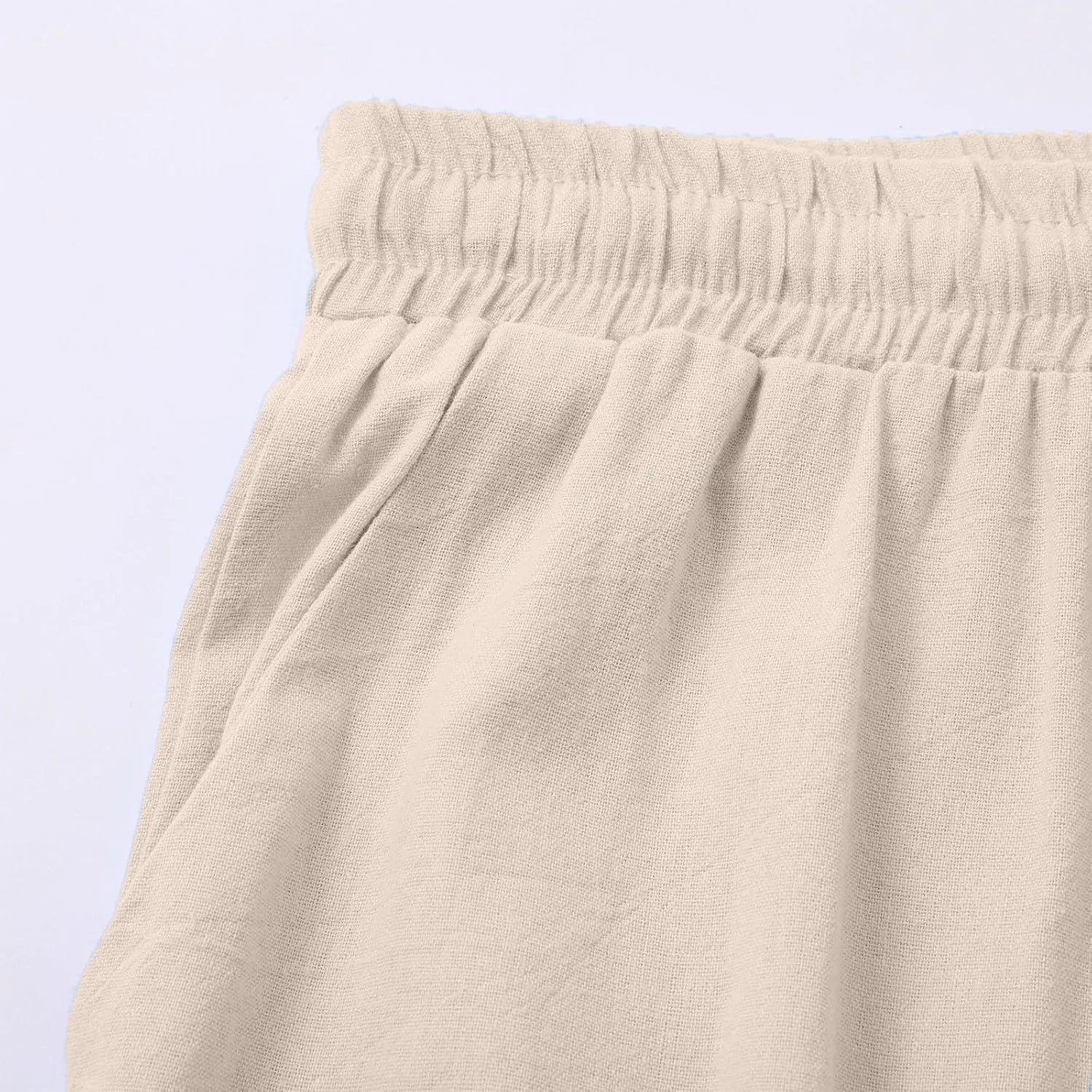 Wide Leg Linen Pants Women Palazzo Trousers Summer Casual Vacation Trousers Lounge Pant with Pockets