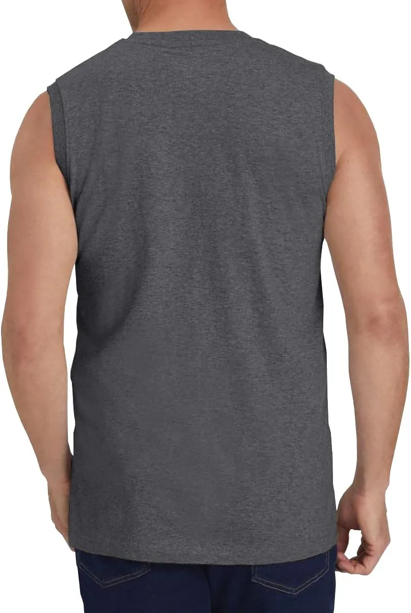 Wihion Men's Sleeveless Gym Tank Tops with Pocket Workout Bodybuilding Muscle T Shirts
