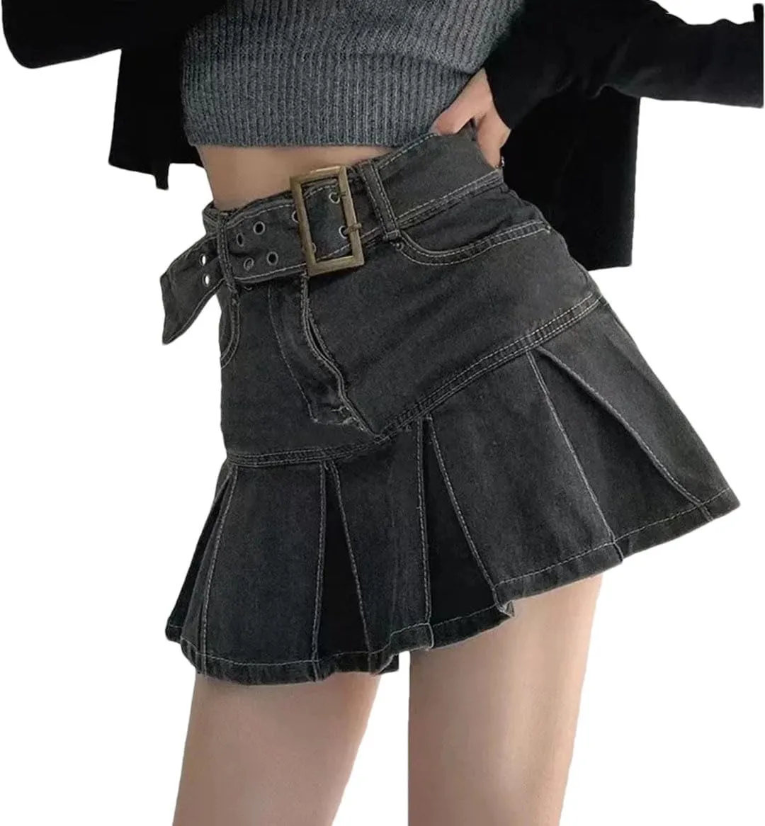 Women American Style Embroidered Denim Skirt Women's Plus Size High-Waisted Slimming Mini Dress