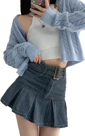 Women American Style Embroidered Denim Skirt Women's Plus Size High-Waisted Slimming Mini Dress
