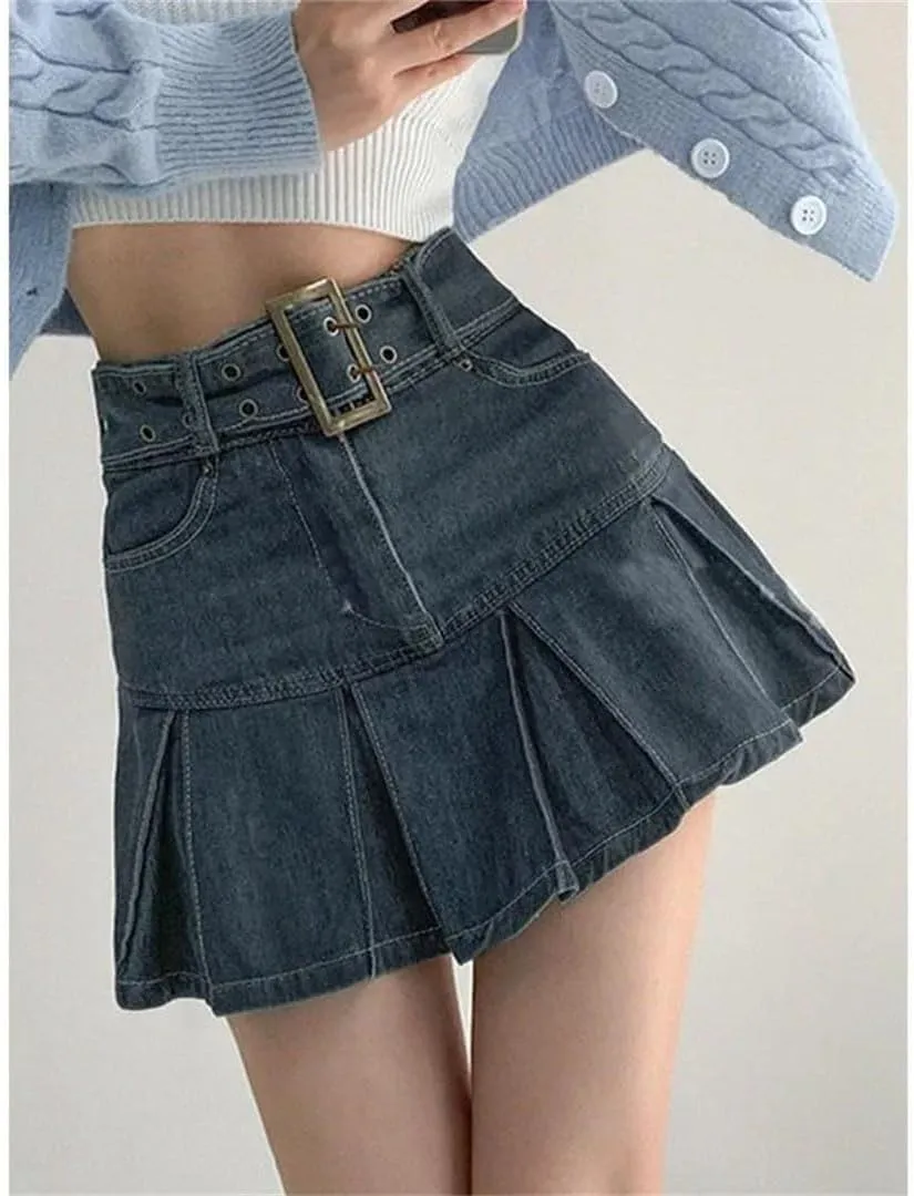 Women American Style Embroidered Denim Skirt Women's Plus Size High-Waisted Slimming Mini Dress