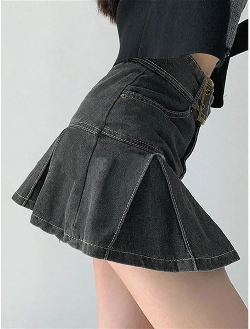 Women American Style Embroidered Denim Skirt Women's Plus Size High-Waisted Slimming Mini Dress