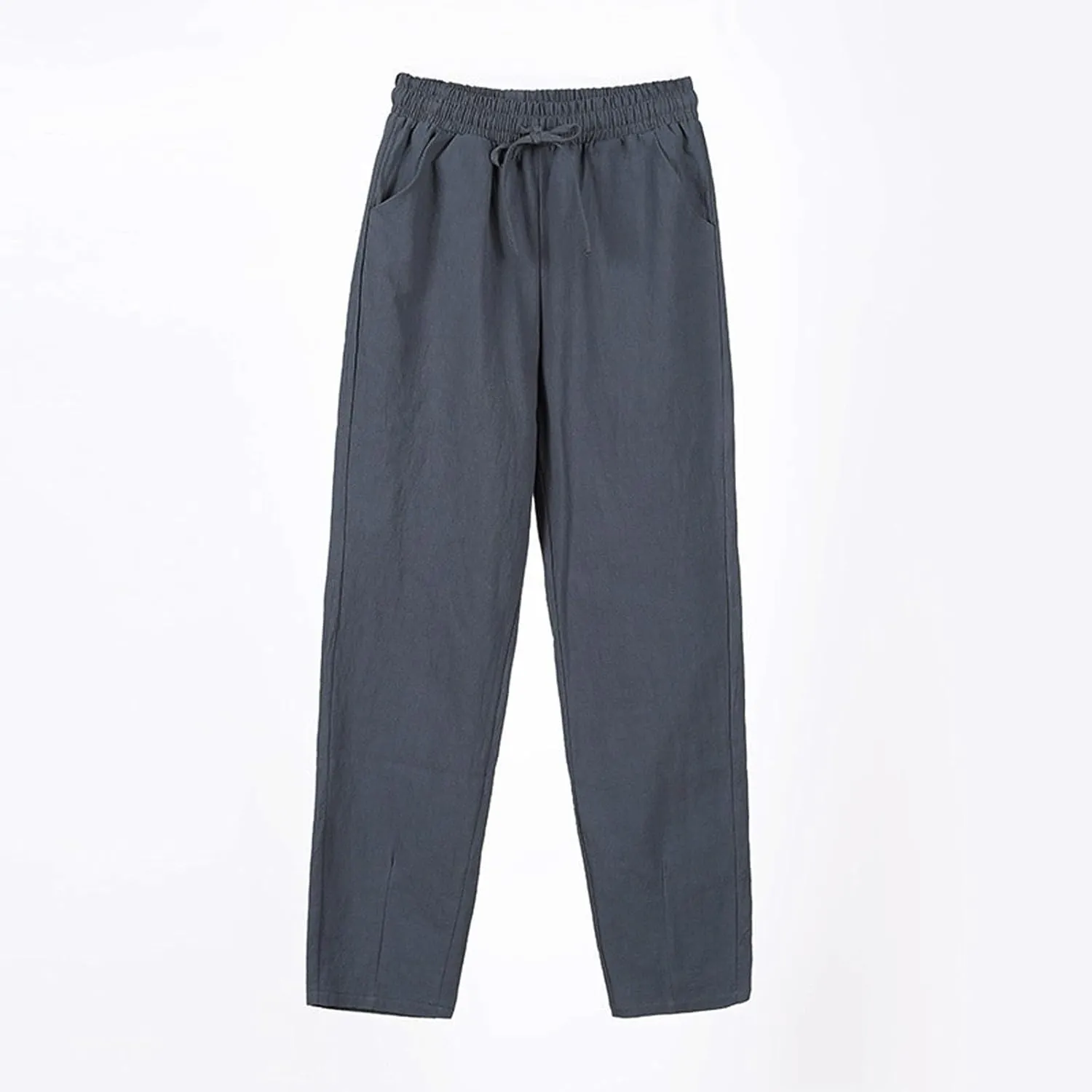 Women Linen Pants Loose High Waist Boho Wide Leg Cropped Palazzo Beach Pants Summer Beach Outfits 2025 Trendy