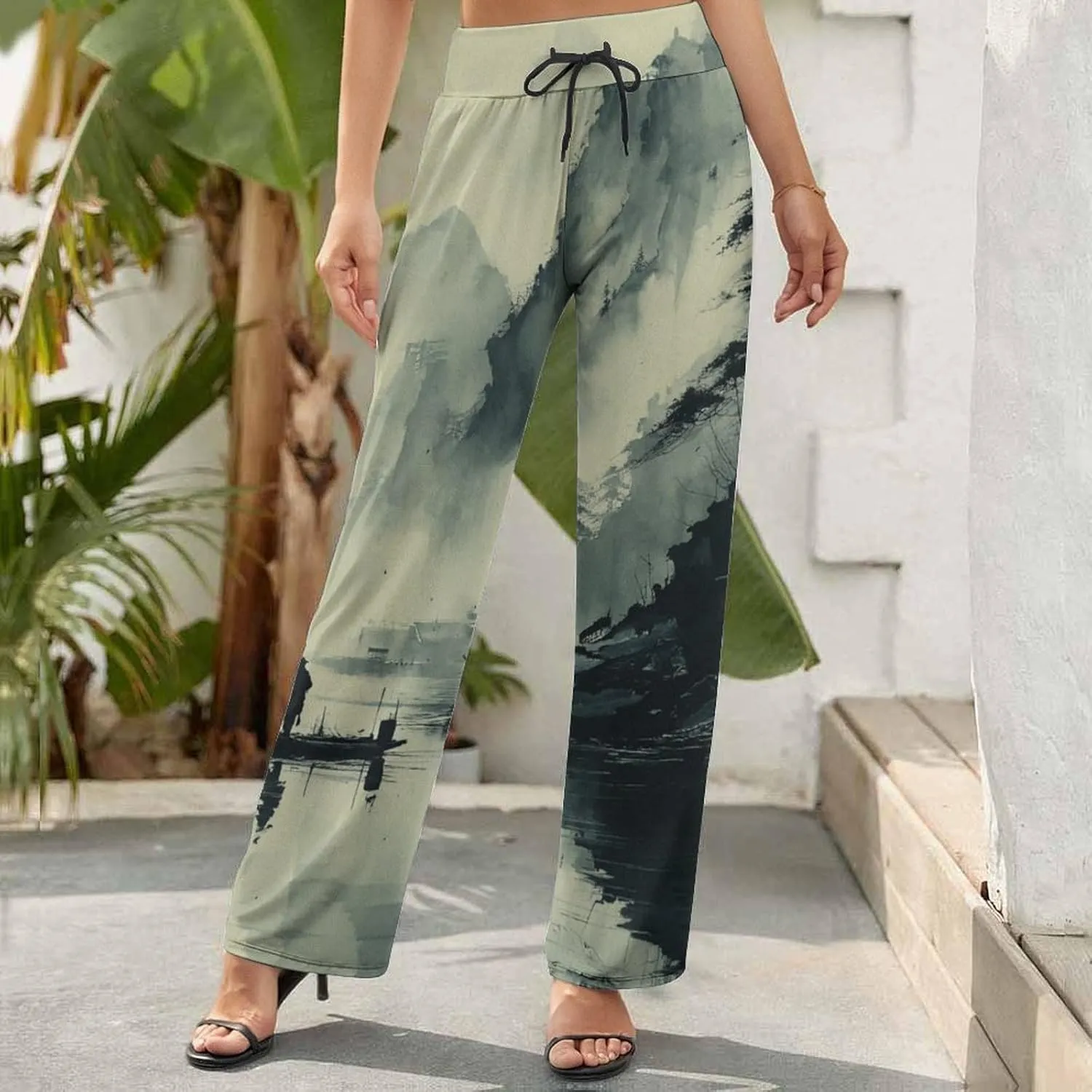 Womens Baggy Cotton Linen Blend Wide Leg Palazzo Pants Ladies Summer Casual Loose Trendy Elastic Waist Harem Pant
