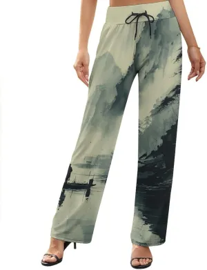 Womens Baggy Cotton Linen Blend Wide Leg Palazzo Pants Ladies Summer Casual Loose Trendy Elastic Waist Harem Pant