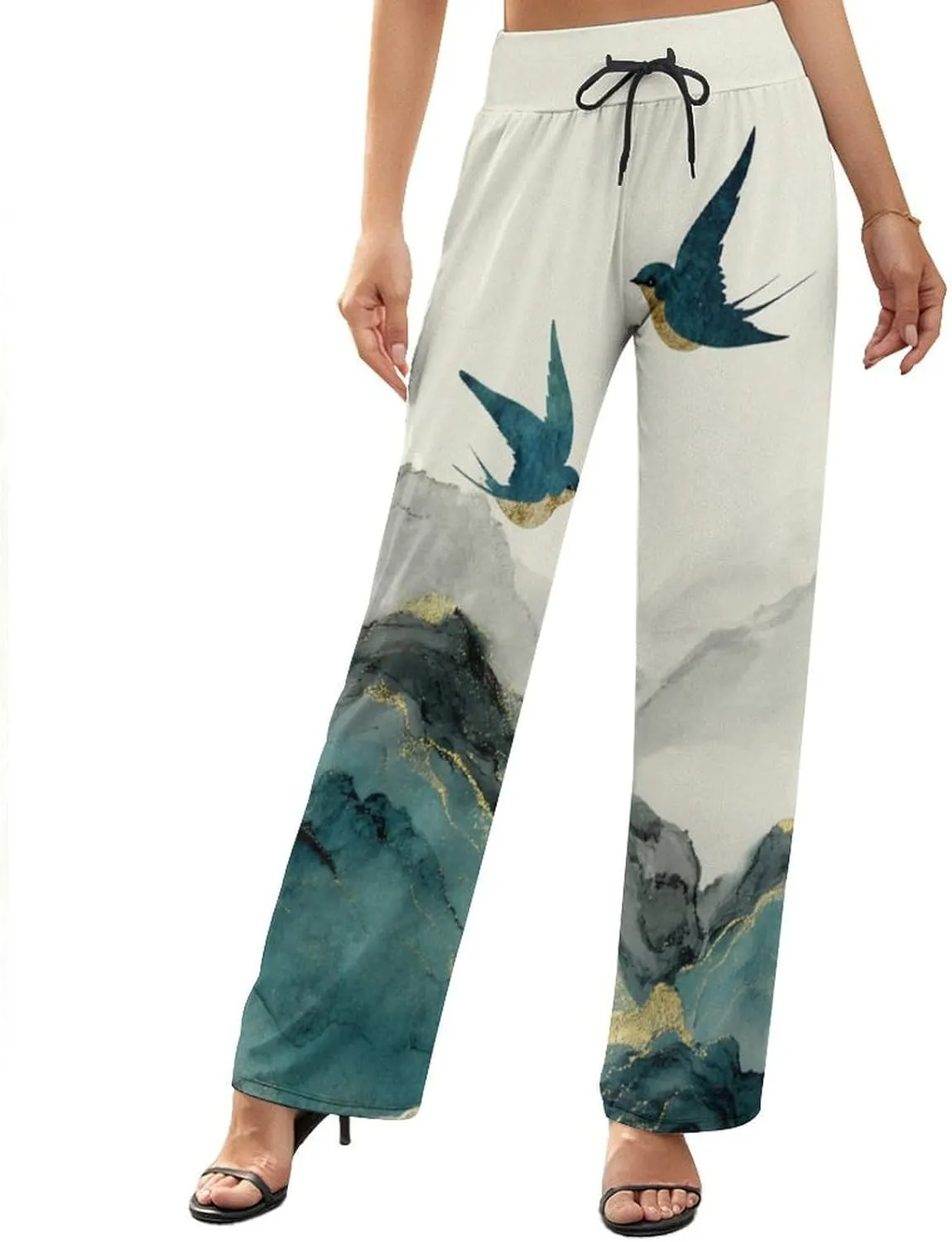 Womens Baggy Cotton Linen Blend Wide Leg Palazzo Pants Ladies Summer Casual Loose Trendy Elastic Waist Harem Pant