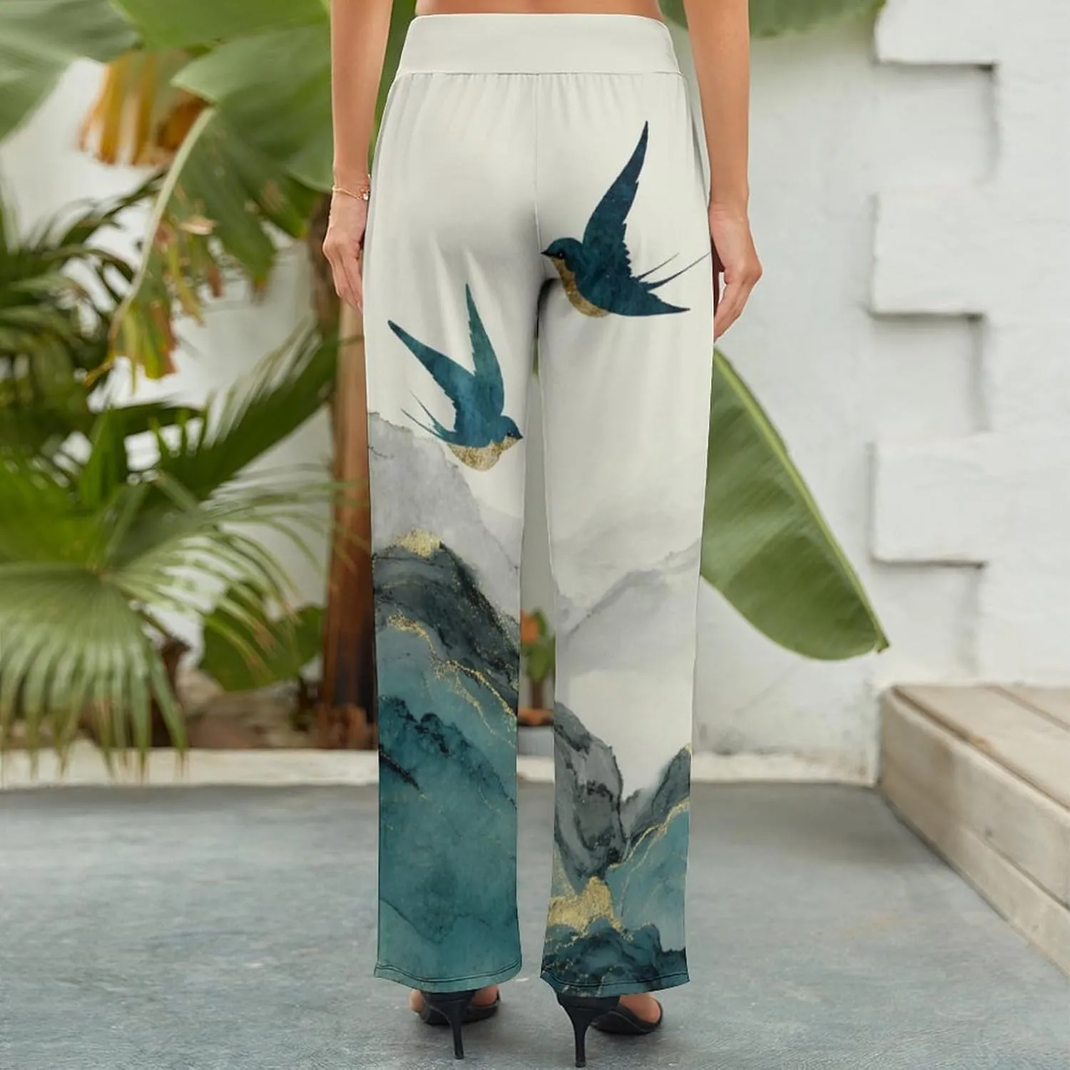 Womens Baggy Cotton Linen Blend Wide Leg Palazzo Pants Ladies Summer Casual Loose Trendy Elastic Waist Harem Pant