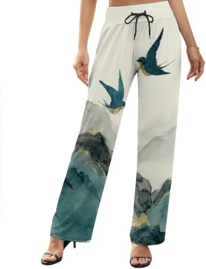Womens Baggy Cotton Linen Blend Wide Leg Palazzo Pants Ladies Summer Casual Loose Trendy Elastic Waist Harem Pant