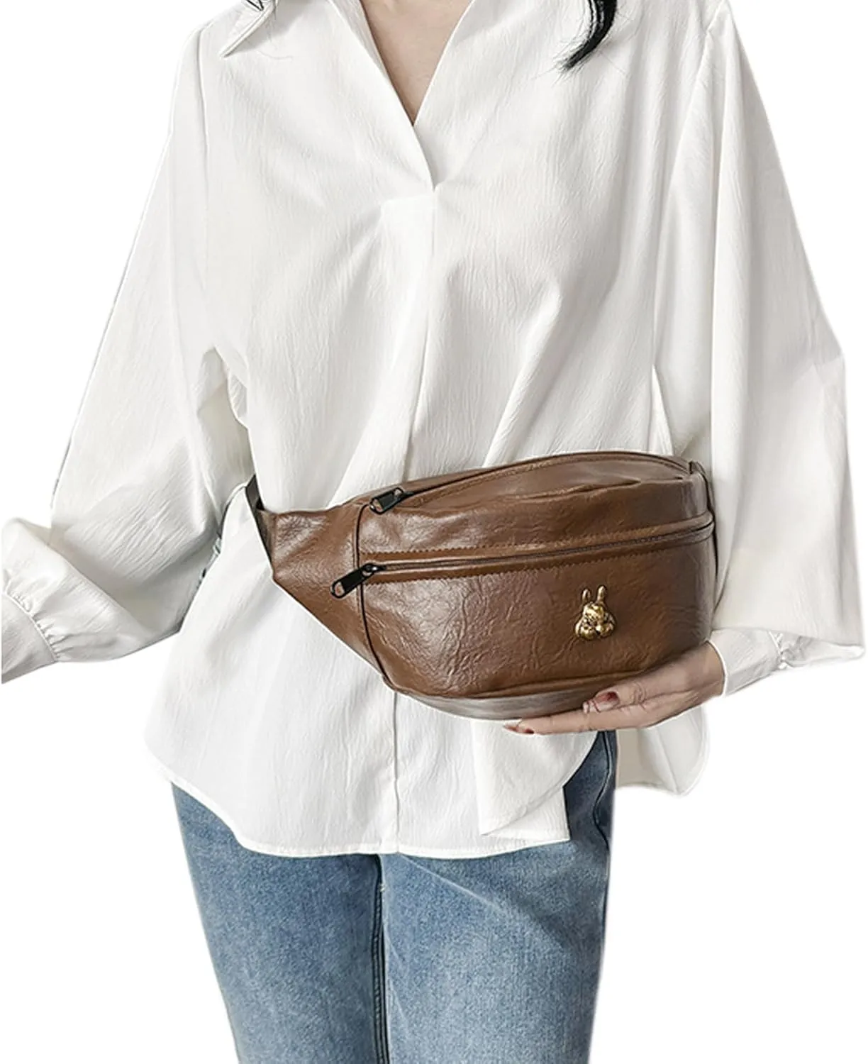 Women's Fringe Chest Bag Fanny Pack Tassel Crossbody Bag Shoulder Bag for Women Girls Black Belt Bag Travel Pouch