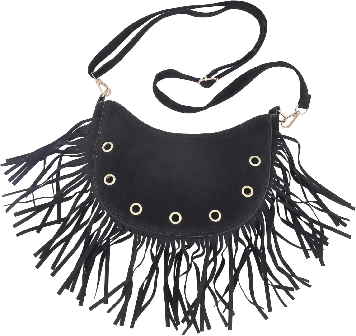 Women's Fringe Crossbody Bag Shoulder Bag Tassel Chest Fanny Pack for Women Girls Black Travel Pouch
