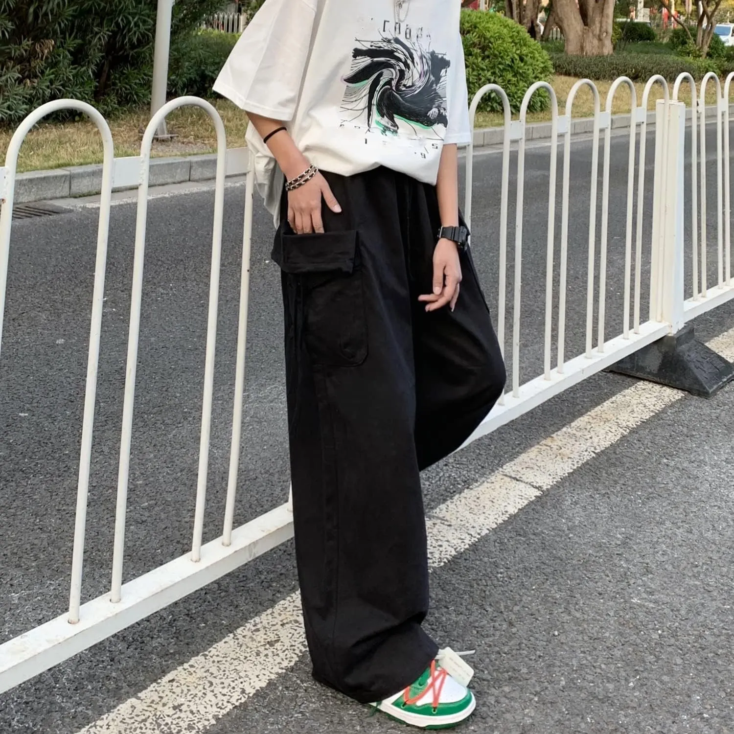 Women's Goth Cargo Pants Baggy Wide Leg Pants Vintage Casual Harajuku Trousers