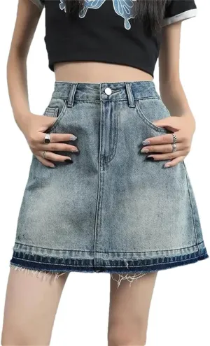 Women's High-Waisted Leisure Mini Skirt Denim Skirt