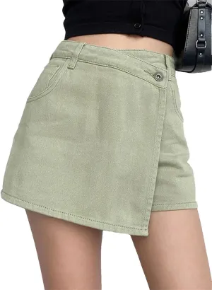 Women's Leisure High-Waisted Irregular Denim Skirt Style Loose-Fit Slimming Design A- Line Skirt